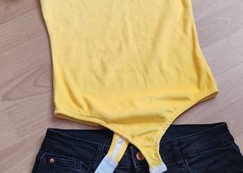 Zestaw spodenki jeans czarne przecierane + body welurowe ombre Ola voga, Re