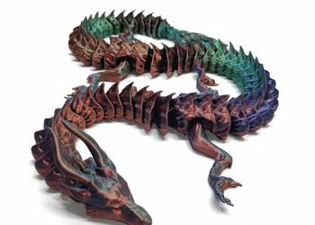 Duży Ruchomy Smok 3D HAKU 50 cm – Antystres | Losowy Kolor Silk PLA