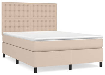 Łóżko kontynentalne z materacem cappuccino ekoskóra 140x190cm WM-3142844