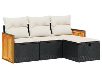 4-cz. zestaw wypoczynkowy do ogrodu poduszki czarny rattan PE WM-3265704