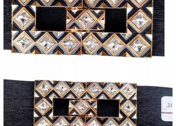 Stylowy biżuteryjny pasek damski-elastyczna guma, efektowna klamra 70cm