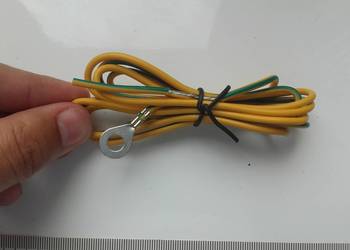 Kabel linka z końcówką oczko, pojedynczy, 140cm, żółto-zielo