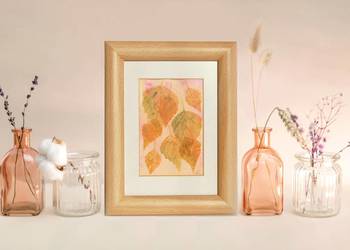 Jesienne listki brzozy, akwarela Daniel Smith, obraz ręcznie malowany