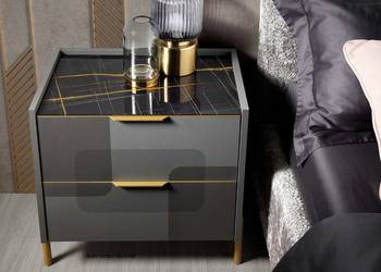 Włoska szafka nocna Bella Casa Lux nóżki szaro-złota