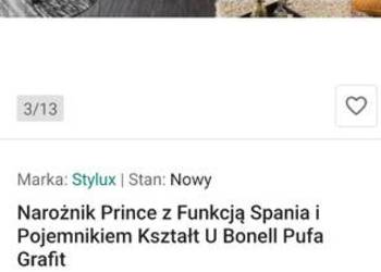 Narożnik z funkcją spania i pufą