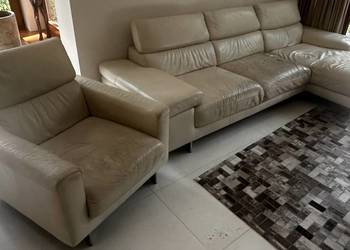 Komplet narożnik + fotel włoska skóra Natuzzi