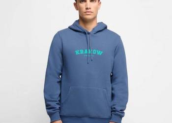 Ekologiczna męska bluza z kapturem KRAKÓW Since 1257 – Zielony kolor