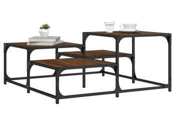 Stolik kawowy brązowy dąb 875x875x40 cm WM-837746