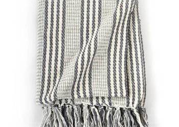 vidaXL Bawełniana narzuta w paski, 125 x 150 cm, szaro - biała(SKU:245327)