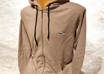 Bluza rozpinana bawełniana Lacoste - beżowa, M regular fit, z kapturem