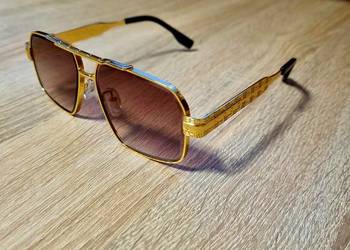 Piękne męskie okulary lub unisex nowość 2026 luksusowe pozłacane e