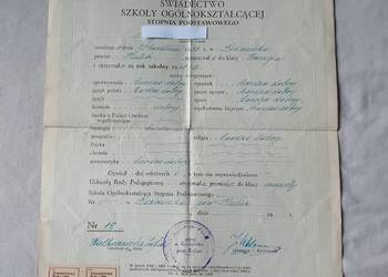 Świadectwo ukończenia klasy 3 szkoły stopnia podstawowego, 1949 r.