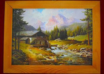 Opuszczony młyn - Max Weber - mała reprodukcja w drewnianej ramie