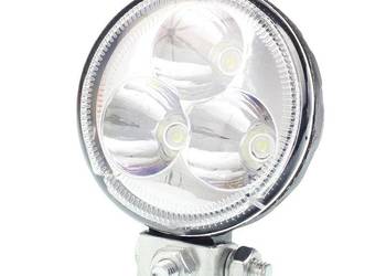 LAMPA ROBOCZA LEDOWA OKRĄGŁA,  3 LED SOCZEWKA PRZEZROCZYSTA 10-30V, FI