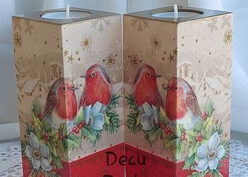 Świeczniki drewniane, decoupage