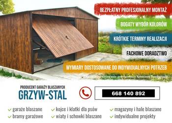 Ładny Garaż Blaszany Złoty Dąb / ORZECH /Garaże Blaszane - GRZYWSTAL