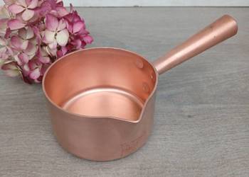 Profesjonalny miedziany garnek rondel poj. 0,7 litra grube dno - sygnowany