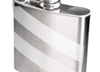 Srebrna w Paski Piersiówka ze Stali Nierdzewnej 18 OZ ok. 540 ml Gentelo