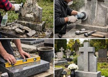 Podnoszenie grobu, podniesienie nagrobka, pomnika, Cmentarz Osobowicka