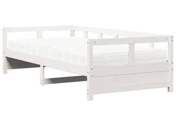 Łóżko dzienne z materacem białe drewno sosnowe 90x200 cm WM-3321051
