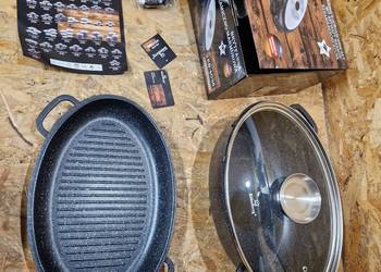 Brytfanna OWALNA MARMUROWA KlönBerg 11 l 38CM 3w1 POKRYWA GRILL + SZKLANA