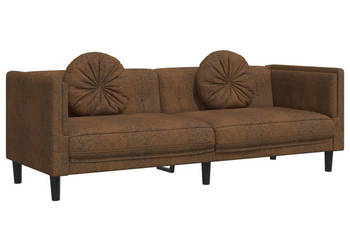 Sofa 3-os. brązowa sztuczna skóra zamszowa WM-372651