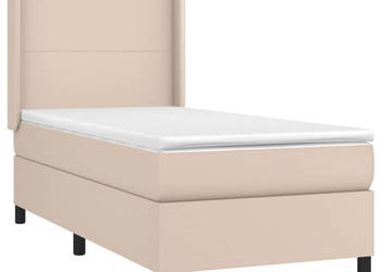 Łóżko kontynentalne materac i LED cappuccino ekoskóra 90x190cm WM-3139240