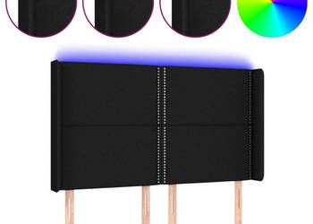 Zagłówek do łóżka z LED czarny 147x16x118/128 cm tkanina WM-3123908
