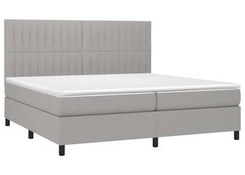 Łóżko kontynentalne z materacem jasnoszare tkanina 200x200cm WM-3135061