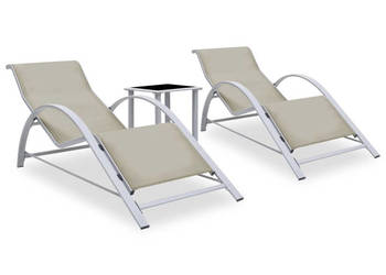 Leżaki ze stolikiem 2 szt. aluminium kremowe WM-310536