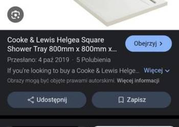 Brodzik prysznicowy z konglomeratu 80×80 helgea Cooke &Lewis