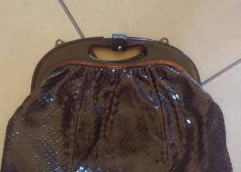 Made in france torebka kopertówka z naturalnej skóry węża vintage