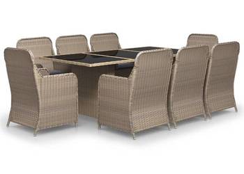 vidaXL 9-częściowy zestaw mebli ogrodowych, polirattan, czarny(SKU:3059478)