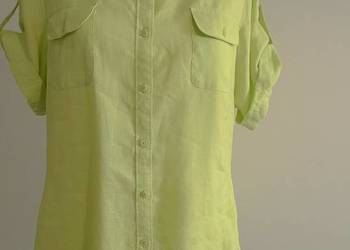 Koszula Tommy Hilfiger Lniana 100% Len Modny Limonkowy Kolor XL