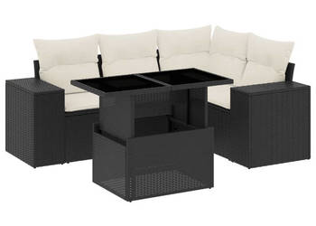 5-cz. zestaw wypoczynkowy do ogrodu poduszki czarny rattan PE WM-3269136