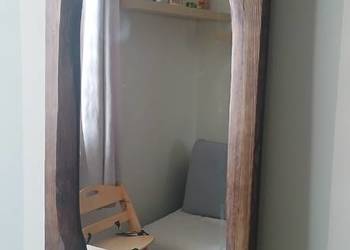 Rustykalne lustro w ramie z litego jesionu 49 × 98 cm