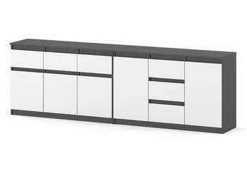 Komoda Nowoczesna Do Salonu Sypialni 6 Szuflad 240cm Pojemna Szara Biała