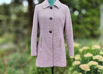 Płaszcz Orsay 40 L krata kratka fiolet róż retro jak vintage kurtka