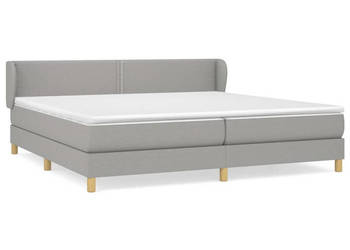 Łóżko kontynentalne z materacem jasnoszare tkanina 200x200 cm WM-3126749