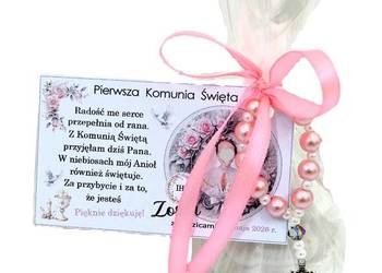 PODZIĘKOWANIE DLA GOŚCI - ANIOŁEK + DZIESIĄTKA RÓŻAŃCA SPERSONALIZOWANE