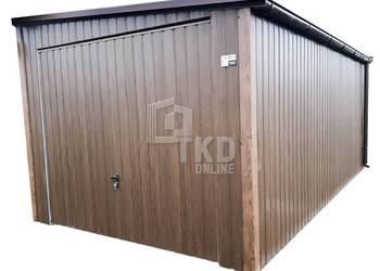 Garaż Blaszany 3,5x5 Brama uchyln drewnopodobny Rynny TKD154