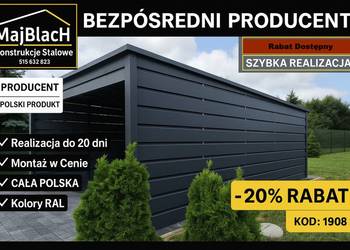 Jednospadowy Garaż Blaszany |Altana na Samochód  |WIATA – Maj-Blach