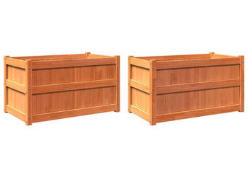 Donice ogrodowe 2 szt. woskowy brąz lite drewno sosnowe WM-837464