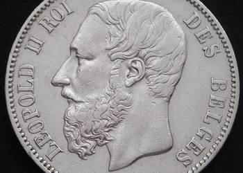 Belgia 5 franków 1869 - król Leopold II - srebro