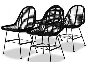 Krzesła stołowe 4 szt. czarne naturalny rattan WM-244572