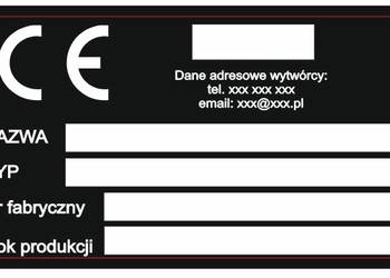 Naklejka tabliczka znamionowa 90 x 50 mm personalizowana