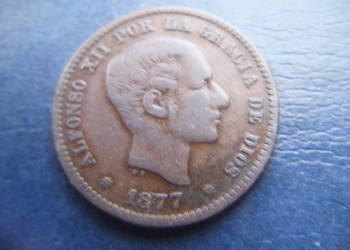 Stare monety 5 centym 1877 Hiszpania /2
