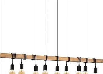 Lampa wisząca na belce vintage 9 punktowa prawdziwe drewno