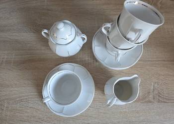 Zestaw Lubiana 11 elementów porcelana serwis kawowy kawiarka