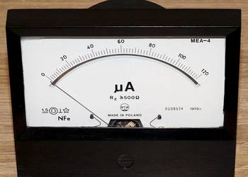 Miernik tablicowy, mikroamperomierz analogowy 120 uA MEA-4, ETA, RETRO PRL